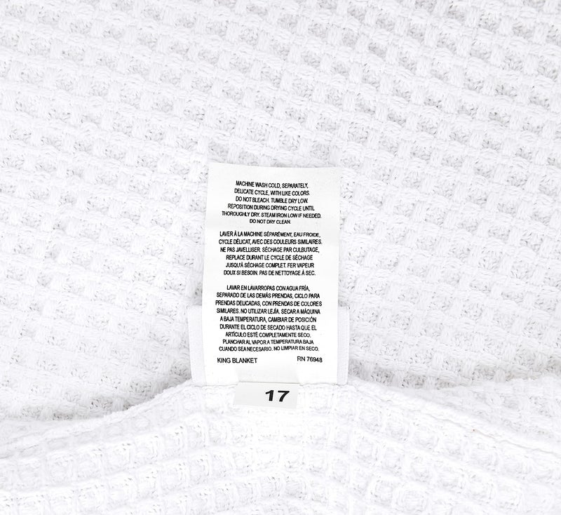 Vera Wang - King Blanket, Luxury Cotton Bedding, Super Soft Essentials with Waffle Weave Knit (Waffleweave White, King) - Image 3